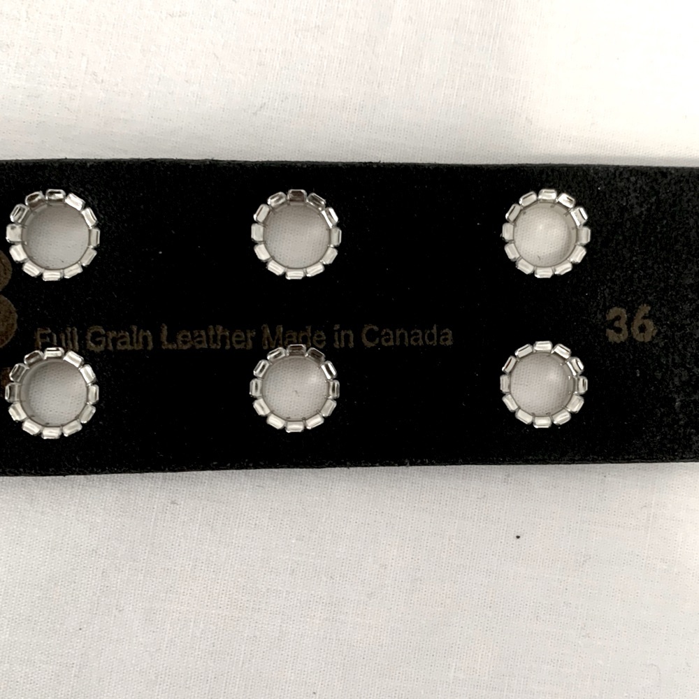 NAB Leather “The Brixton” Black Double Grommet 100% Full Grain Leather Belt - Picture 5 of 10